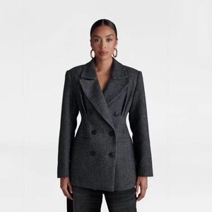 NWT Size M - KBB by KAHLANA Women's 'The Corset Blazer' - Gray Herringbone